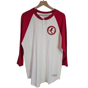Mitchell & Ness St Louis Cardinals Baseball Raglan T-Shirt‎ 2XL Unisex Ivory Red